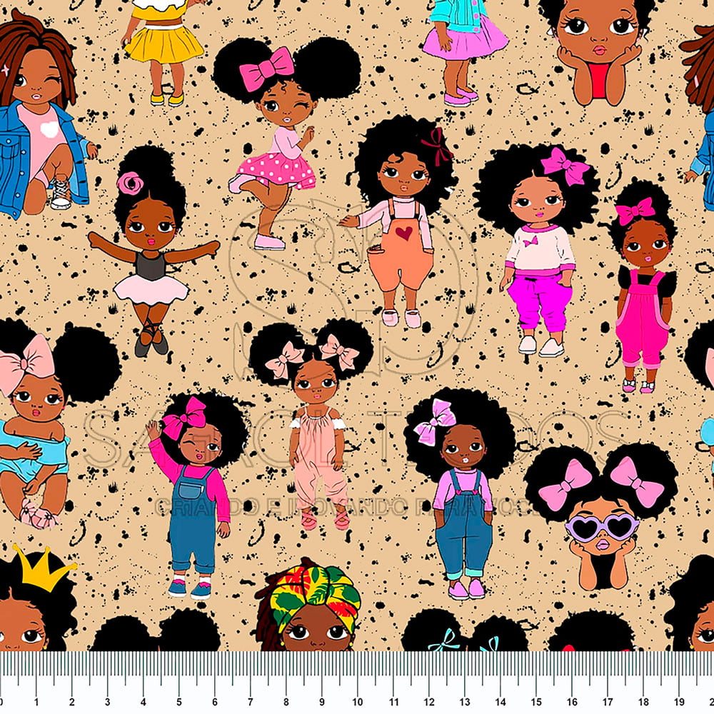 TRICLINE ESTAMPA DIGITAL AFRO INFANTIL 100% ALGODÃO COM 1,50 LG