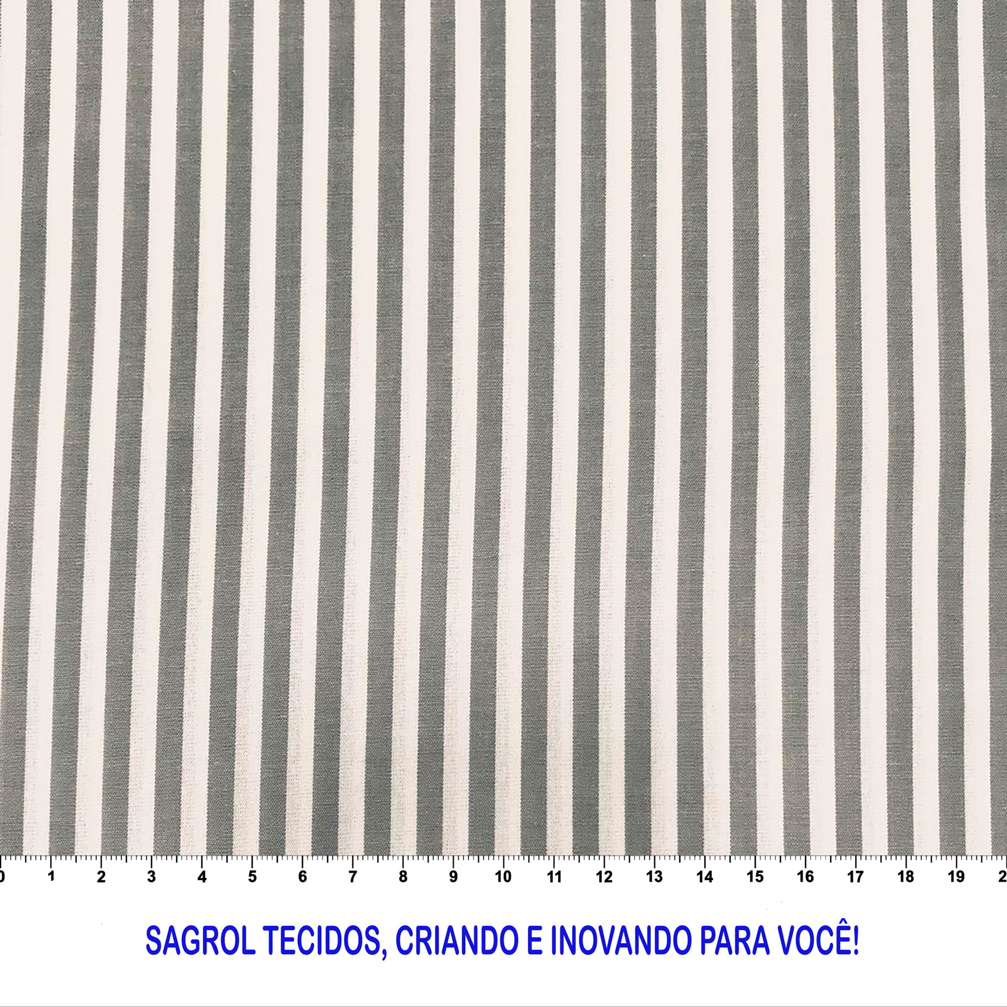 TECIDO TRICOLINE FIO-TINTO LISTRAS L229 CINZA 100% ALGODÃO COM 1,50 LG