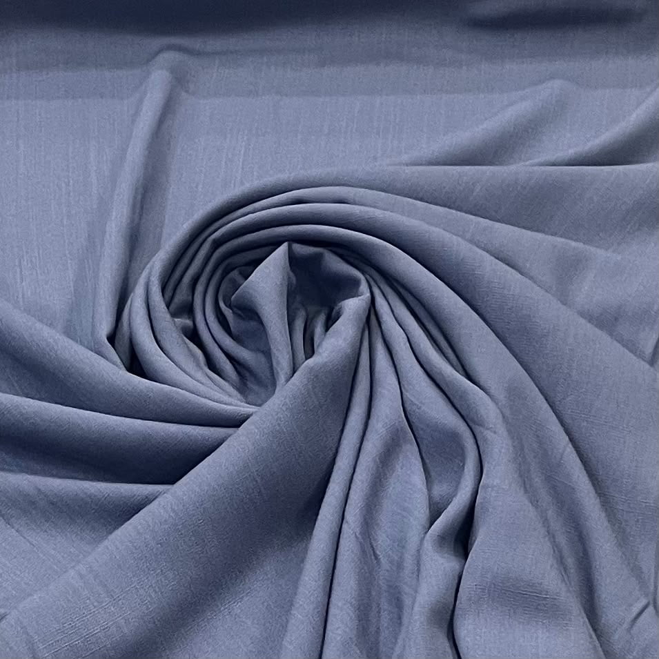 TECIDO VISCOLINHO LISO - COR AZUL JEANS - 157 G/M² - 100% VISCOSE - COM 1,37 LG