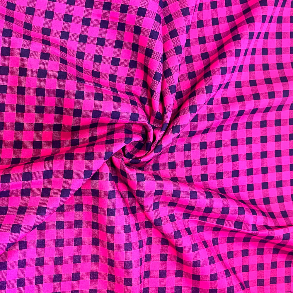 TECIDO VISCOSE XADREZ ROSA PINK COM MARINHO 100% VISCOSE COM 1,47