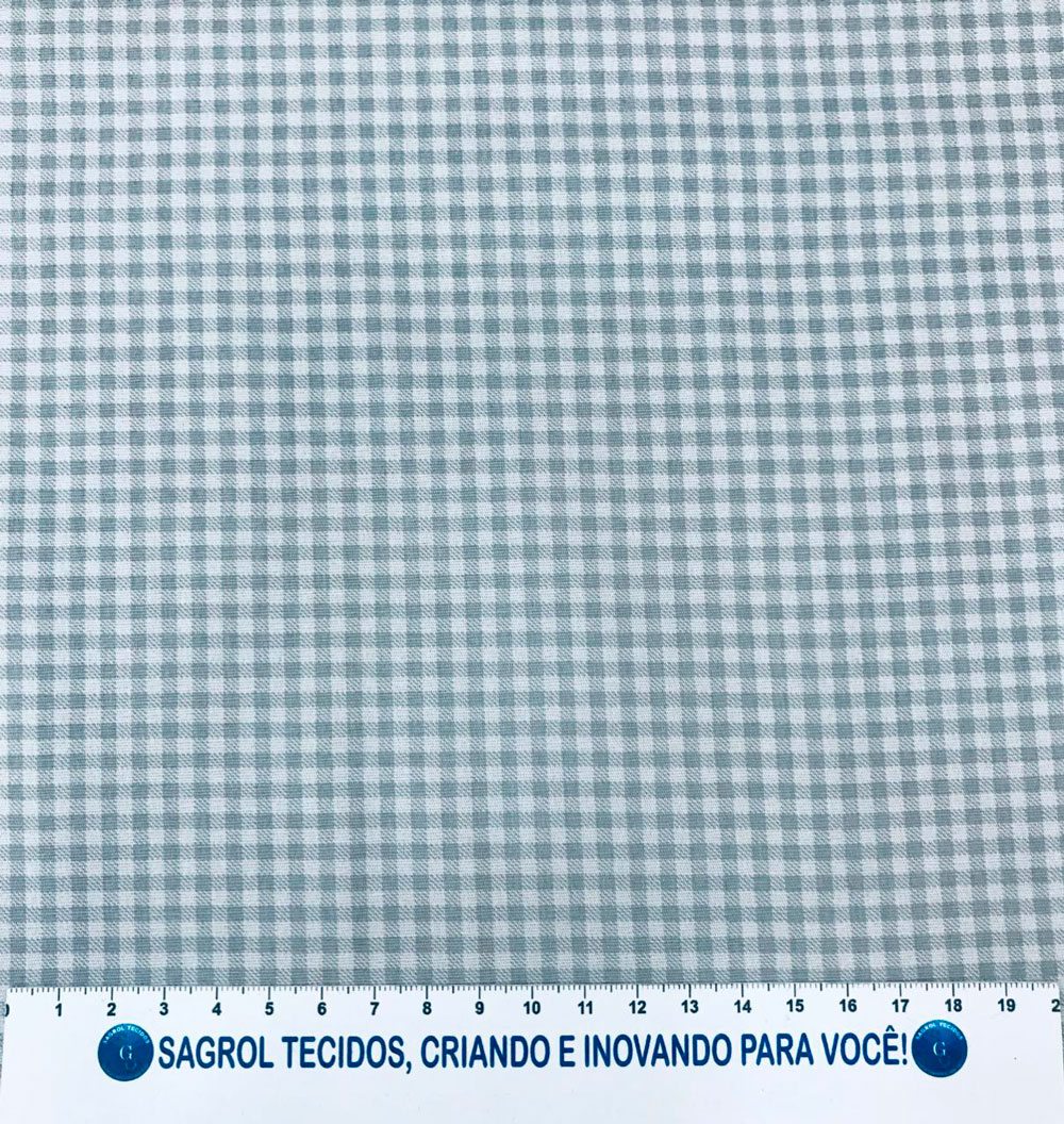 TECIDO TRICOLINE FIO-TINTO VICHY XADREZ 8XM (3MM) - CINZA - 100% ALGODÃO COM 1,50 LG
