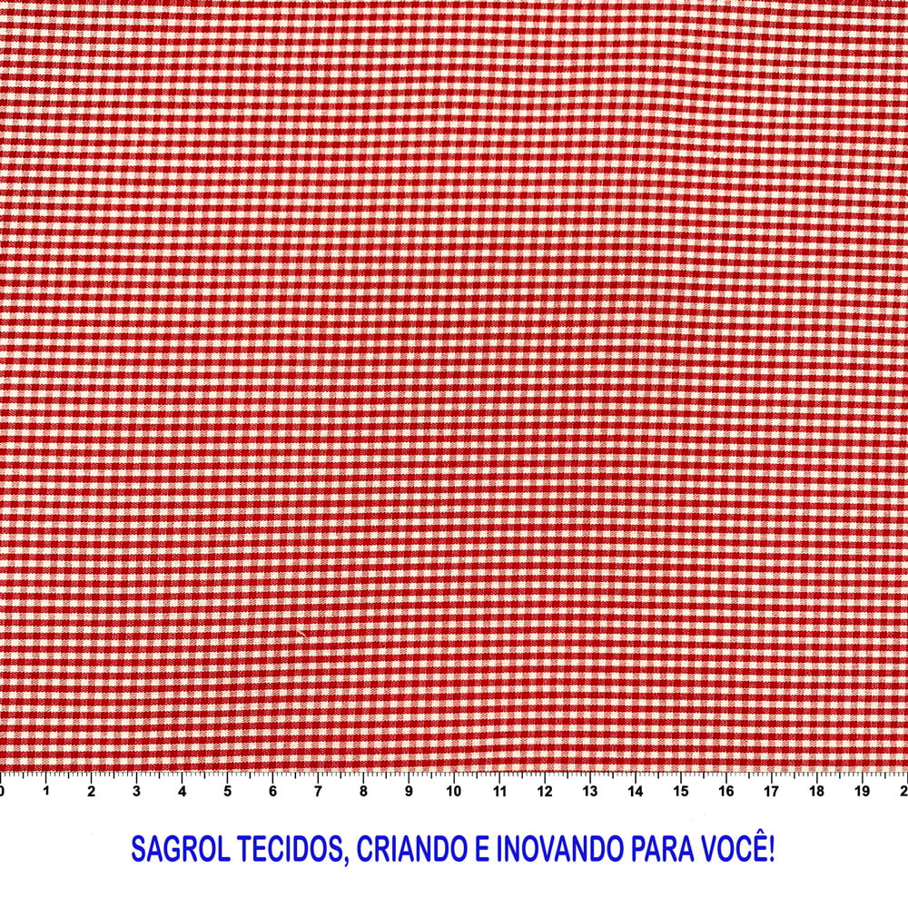 TECIDO TRICOLINE FIO-TINTO VICHY XADREZ 1XM - VERMELHO - 100% ALGODÃO COM 1,50 LG - REF. 706