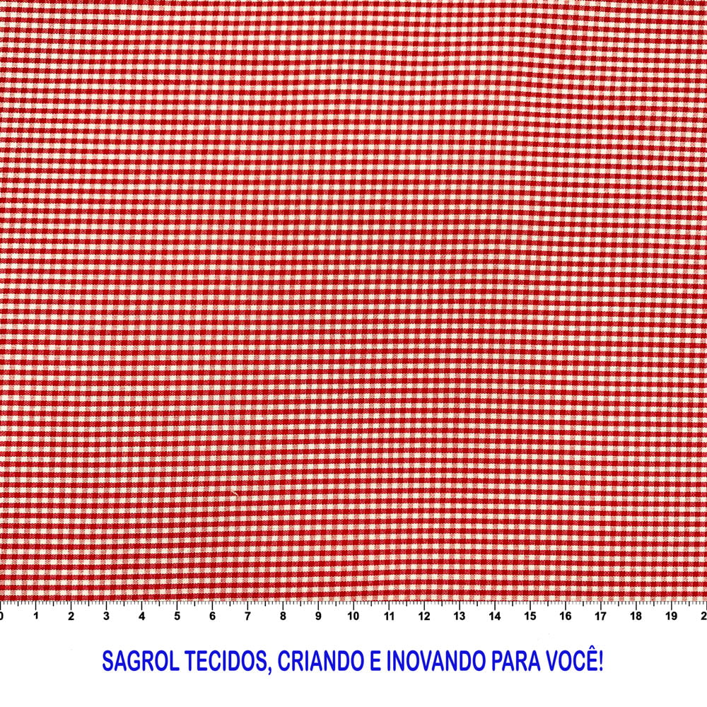 TECIDO LONITA XADREZ VERMELHO COM BRANCO 100% ALGODÃO COM 1,40 LG - SAGROL  TECIDOS