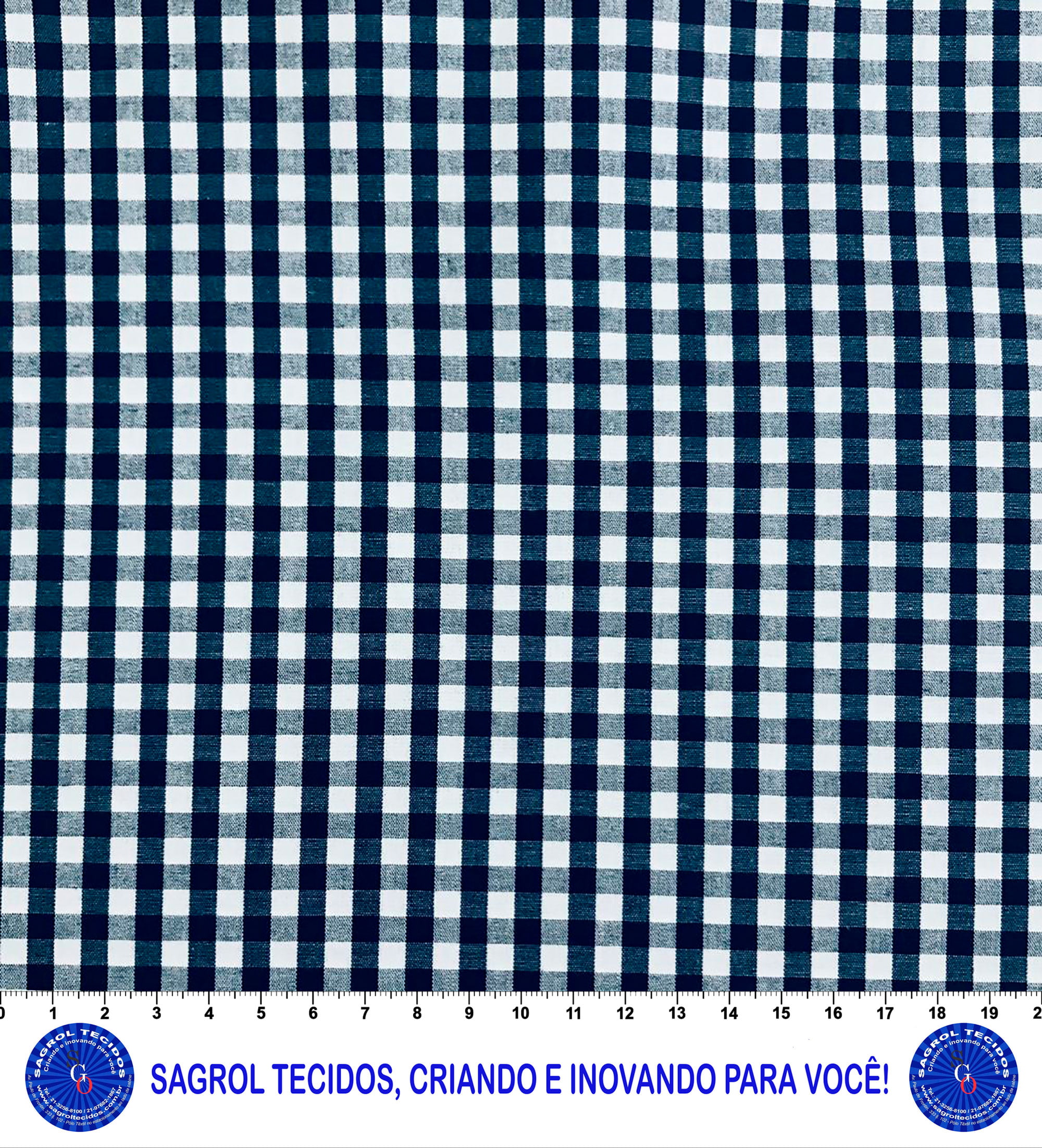 Tecido Tricoline 100% algodão - Xadrez Azul Bebe (0.50x1.50)