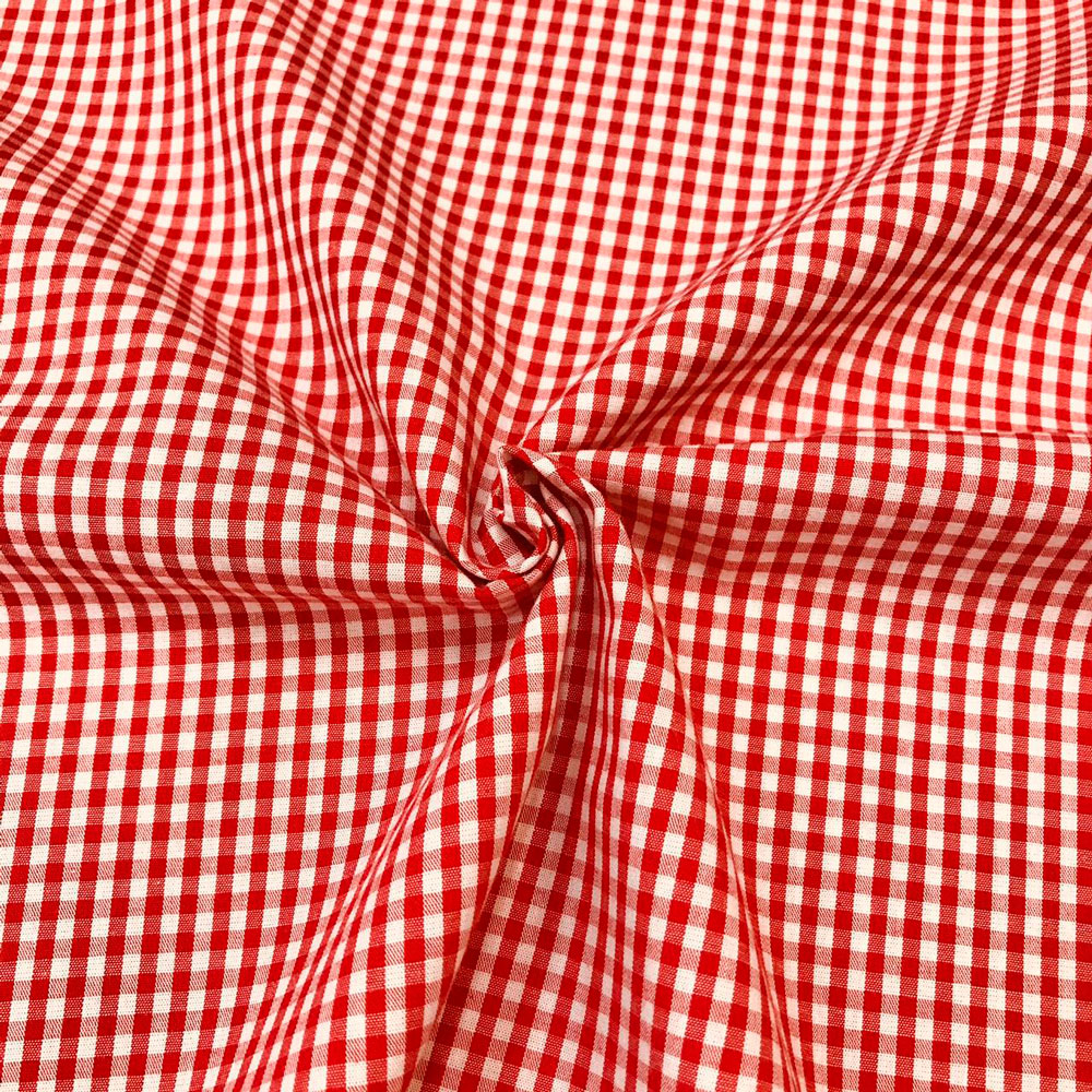 TECIDO 100% ALGODÃO - XADREZ MICRO VERMELHO FUNDO BRANCO- PREÇO DE 0.50 x  1,50 - 1000 Tons - Artigos para Patchwork