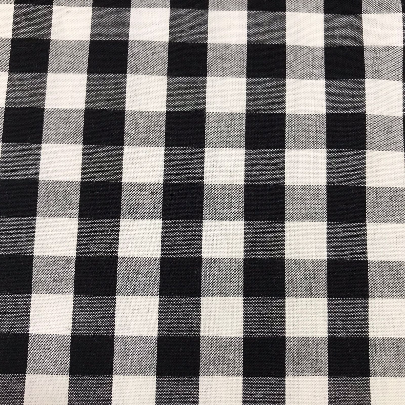 Tricoline Xadrez Médio Preto e Branco - 100% algodão - Bem Tecidos
